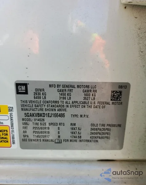 2014 Buick Enclave z USA, uszkodzony, nr VIN 5GAKVBKD1EJ166486